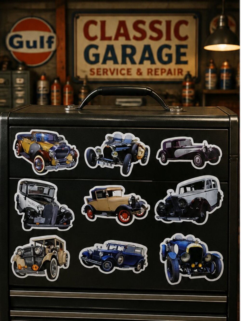 Classic Cars Decals Antique Roadsters Stickers Vintage Coupe Motor Variety Pack